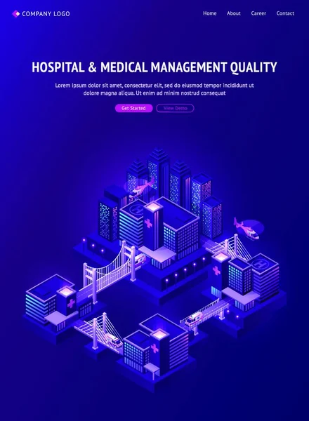 Hospital Gestión Médica Ciudad Inteligente — Vector de stock