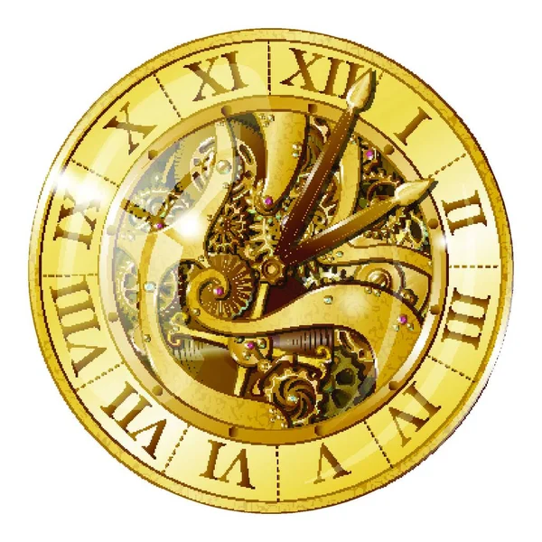 Винтажные Золотые Часы — стоковый вектор