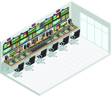 broadcast isometric vector illustration