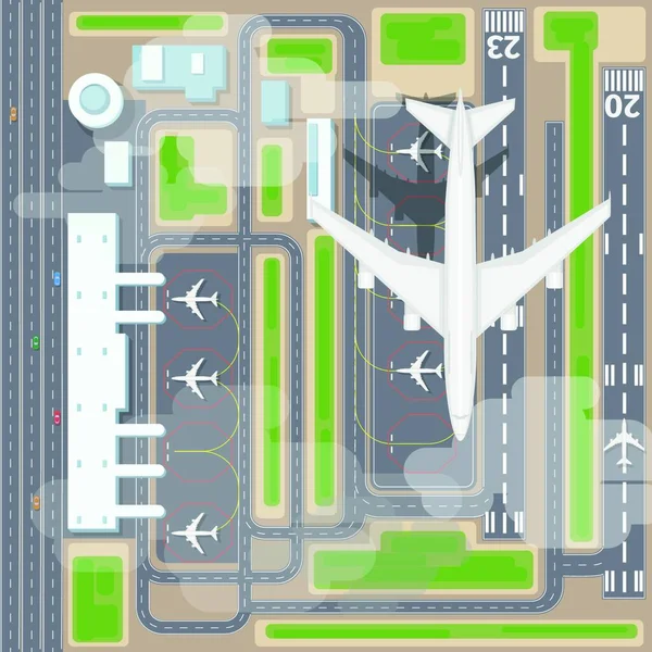 Flygplats Landningsbanor Ovanifrån — Stock vektor