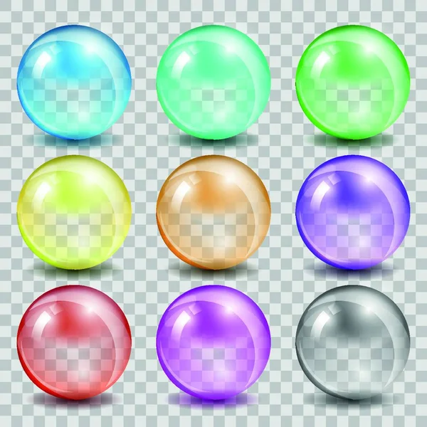Abstract Glass Color Spheres Transparent Background — Stock Vector