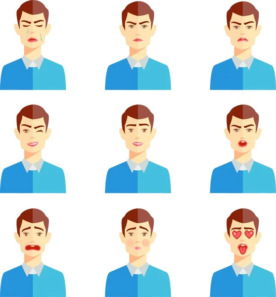 Various Emotions Colored Vector Illustration — Stock Vector