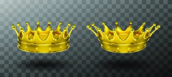 Χρυσές Κορώνες Για Βασιλιά Βασίλισσα Σύμβολο Μοναρχίας — Διανυσματικό Αρχείο