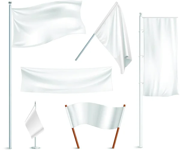 Collezione Pittogrammi Bandiere Bianche — Vettoriale Stock