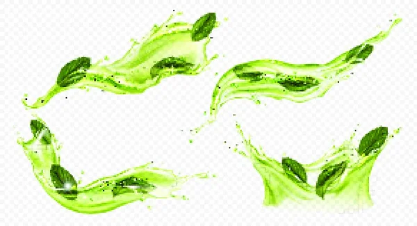 Vektorrealistischer Spritzer Grüner Tee Oder Matcha — Stockvektor