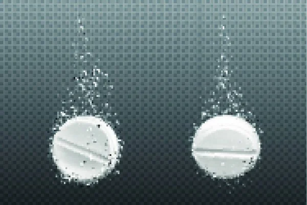 Pastillas Solubles Efervescentes Con Burbujas Agua — Archivo Imágenes Vectoriales