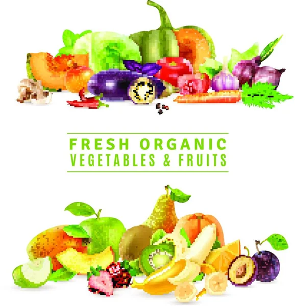 Concetto Frutta Verdura Fresca — Vettoriale Stock