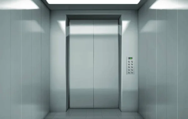 Prázdná Kabina Výtahu Zavřenými Ocelovými Dveřmi — Stockový vektor