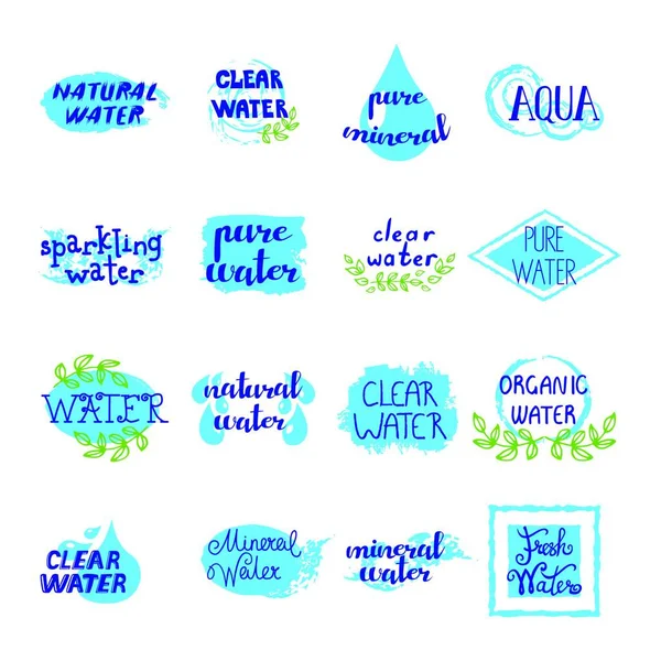 Wasser Retro Etiketten Set — Stockvektor