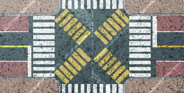 Зебра Перекресток Дорог Пешеходный Переход Вид Сверху — стоковый вектор