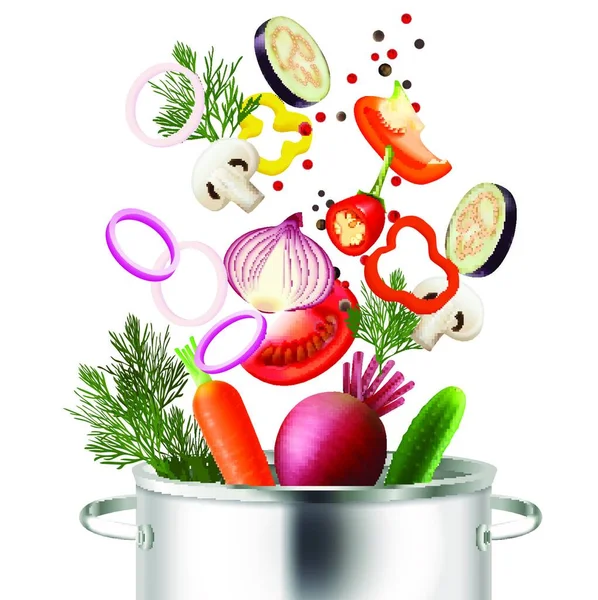 Légumes Pot Illustration Vectorielle Concept — Image vectorielle