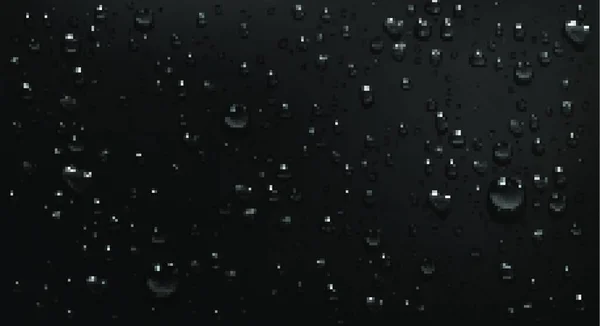 Gouttes Eau Condensation Sur Fond Verre Noir — Image vectorielle