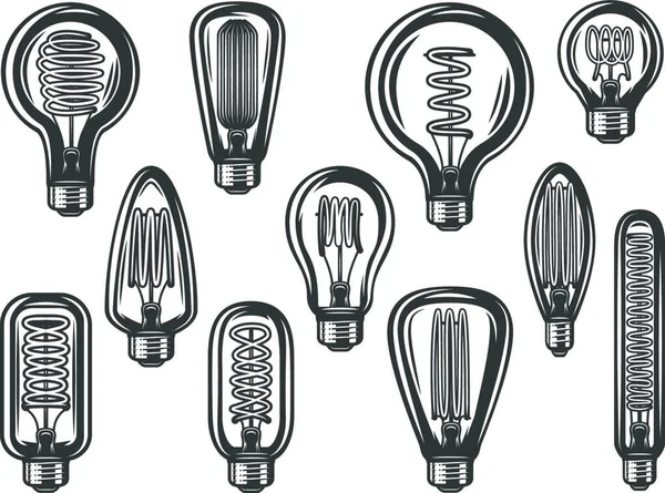 Vintage Lightbulbs Vector Collection — Wektor stockowy