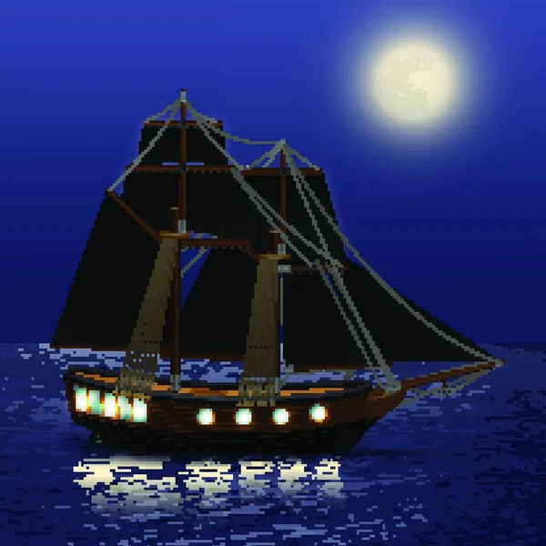 夜の海の背景ベクトル図 — ストックベクタ