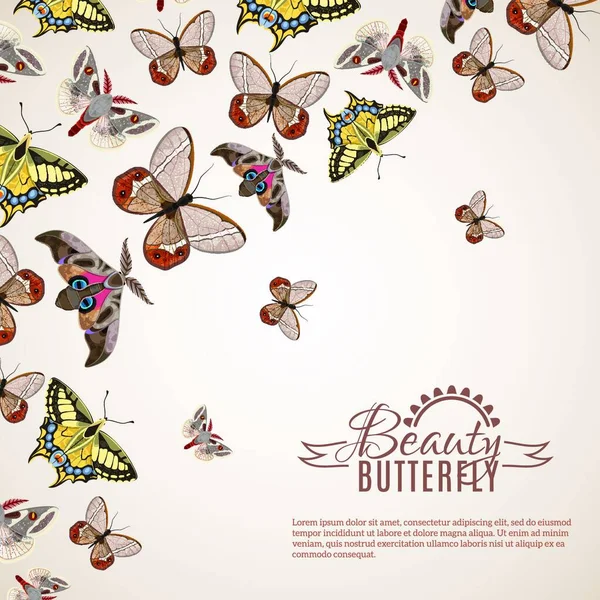 蝶の現実的な背景ベクトル図 — ストックベクタ
