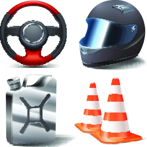 Car Racing Set Vector Illustration — Stock Vector