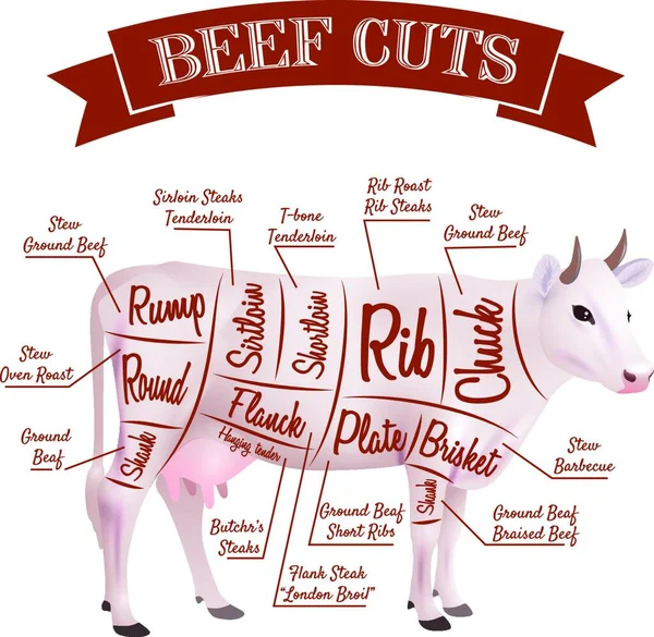 Vektorgrafik Der Rindfleischschnitte — Stockvektor
