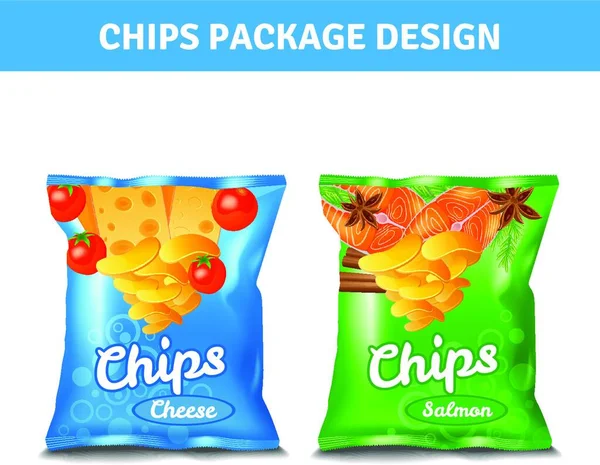 Chips Pack Design Vektor Illusztráció — Stock Vector