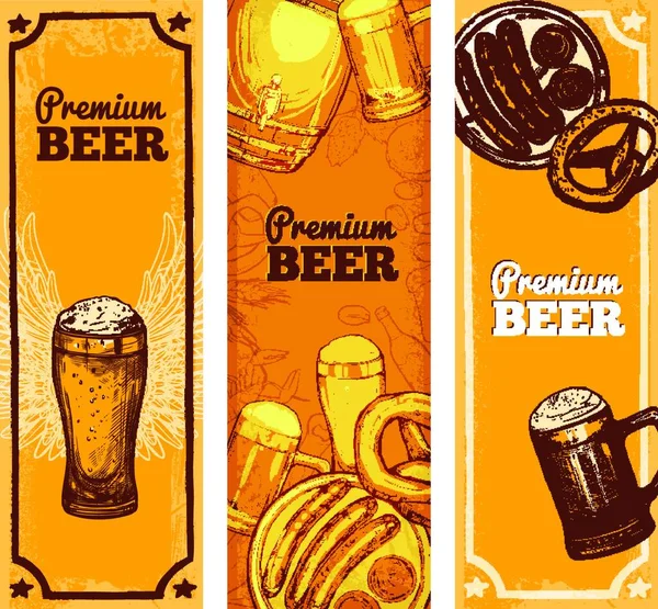 Banner Cerveza Ilustración Vectorial Vertical — Archivo Imágenes Vectoriales
