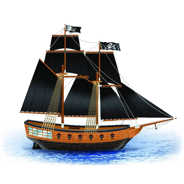 Pirate Ship Illustration Vector Illustration — Stock Vector