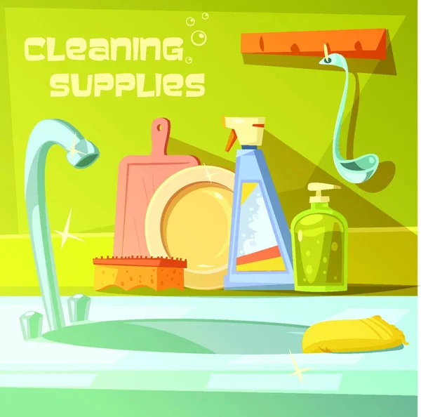 Illustration Cleaning Supplies — Stock Vector