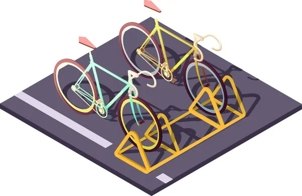 Bisiklet Otoparkı Konsepti Renkli Vektör Illüstrasyonu — Stok Vektör