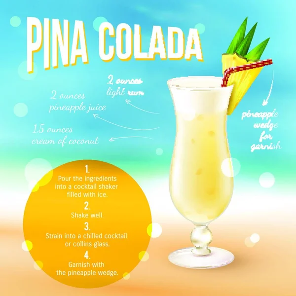 Cocktail Recipe Poster Vector Illustration — Stock Vector