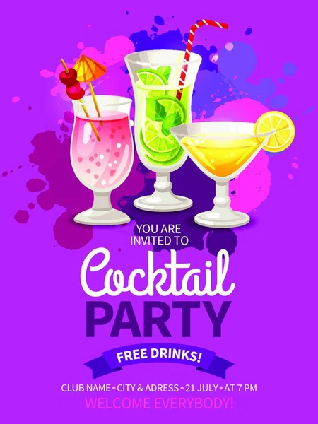 Cocktails Party Flyers Vector Illustration — Stock Vector