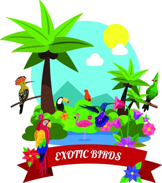 Exotic Birds Concept Vector Illustration — Stock Vector