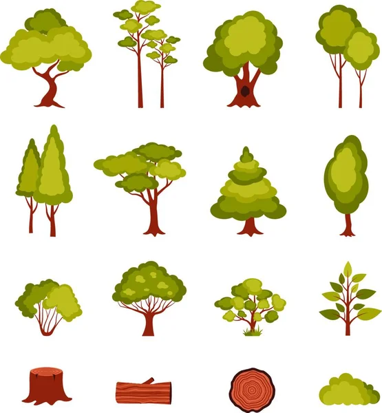 Elementos Florestais Conjunto Ilustração Vetorial — Vetor de Stock