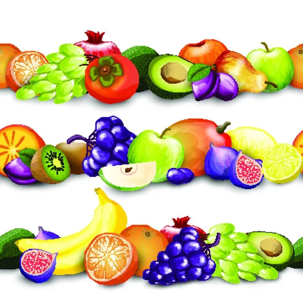 Frutas Fronteras Vector Ilustración — Vector de stock