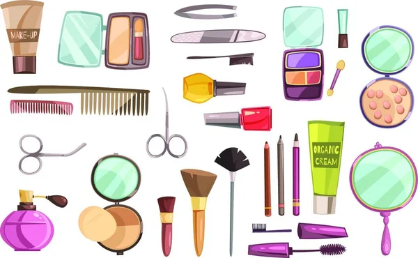 Top Cosmetica Set Vector Illustratie — Stockvector