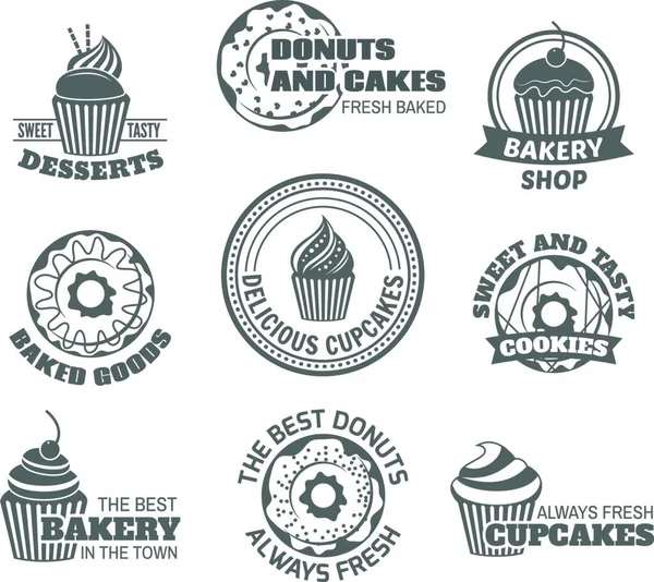 Donut Cupcake Label Vector Illustratie — Stockvector