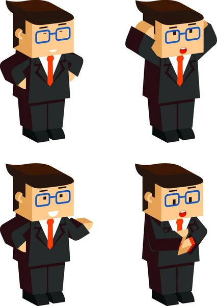 Geschäftsmann Charakter Emotionen Vektor Illustration — Stockvektor