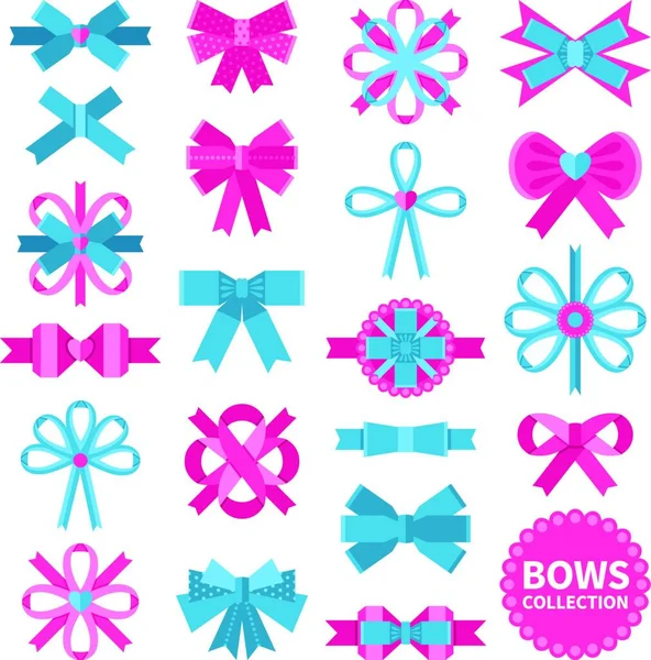 Flat Bows Collection Set — Stock Vector