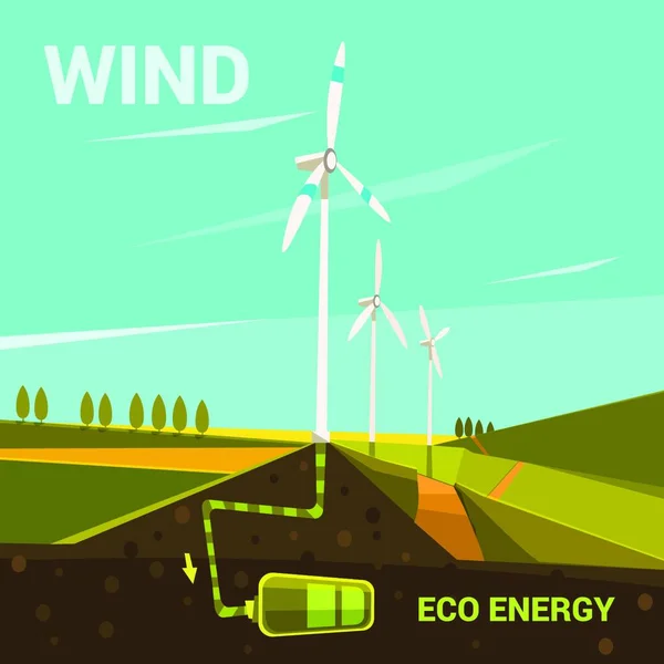 Ilustracja Wektora Ekologicznej Energii Kreskówki — Wektor stockowy