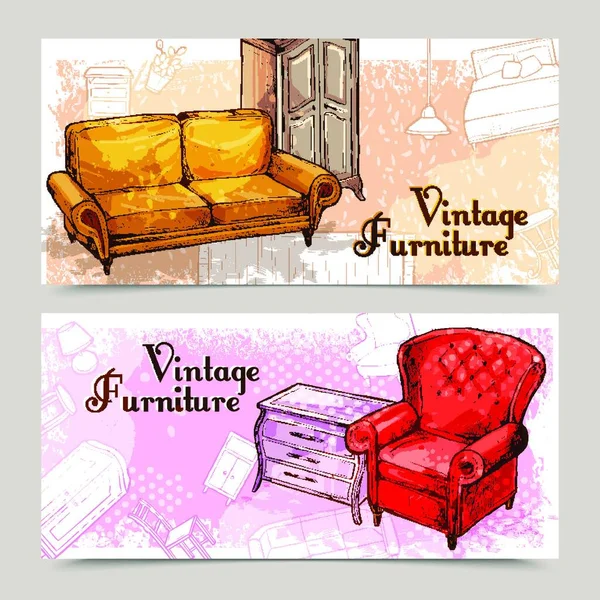 Mobiliário Banner Set Vetor Ilustração —  Vetores de Stock