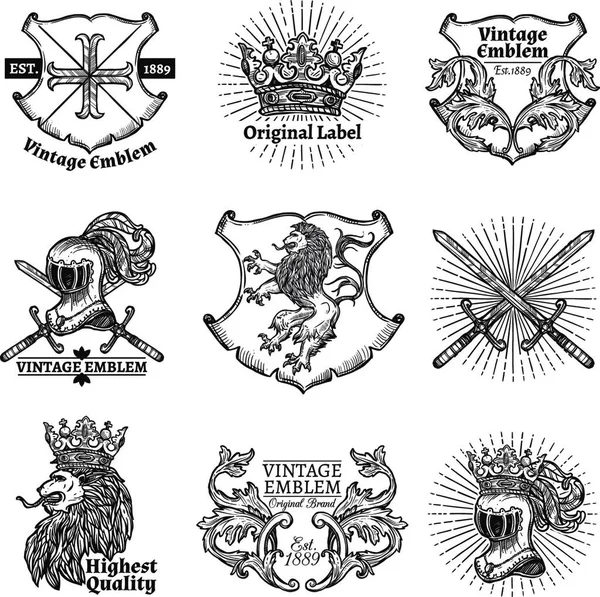 Heraldiska Emblem Ställ Vektor Illustration — Stock vektor