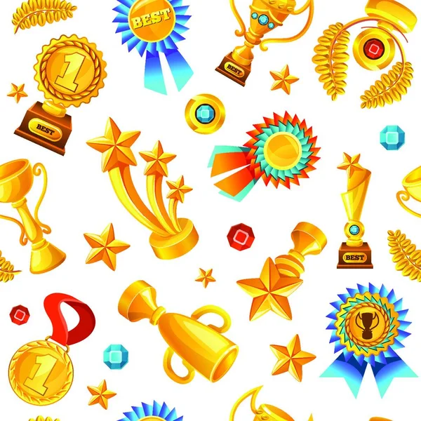 Gold Trophies Pattern Vector Illustration — Stock Vector