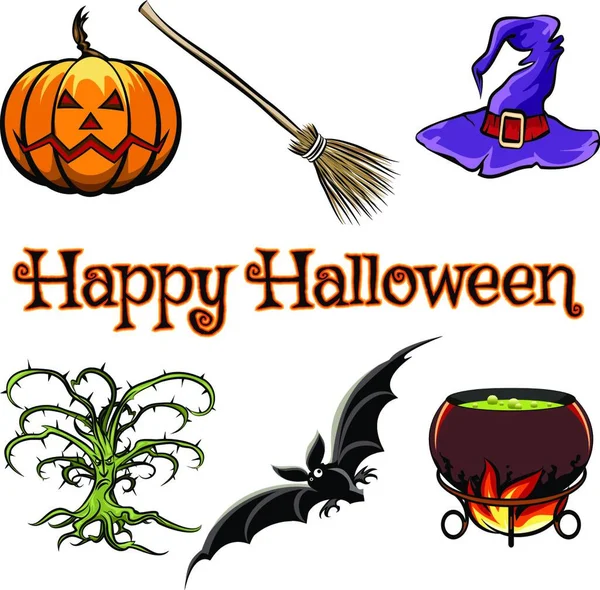 Halloween Elemek Színes Vektor Illusztráció — Stock Vector