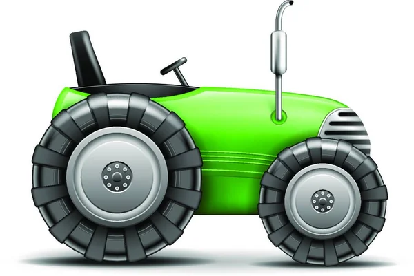 Grön Jordbrukstraktor Vektor Illustration — Stock vektor