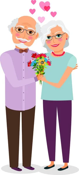 Illustration Happy Senior Couple — Stock Vector