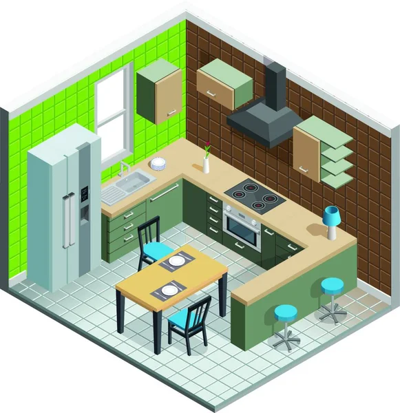 Küche Interieur Vektor Illustration — Stockvektor