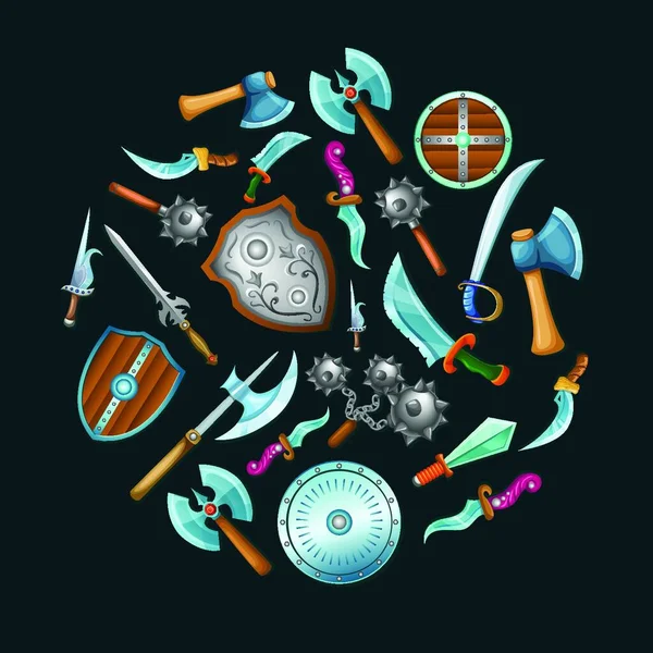 中世の武器セットベクトル図 — ストックベクタ