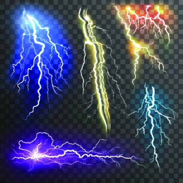 Lightning Transparente Set Vetor Ilustração —  Vetores de Stock