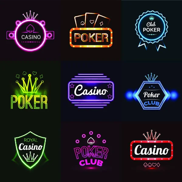 Neon Casino Emblèmes Illustration Vectorielle — Image vectorielle