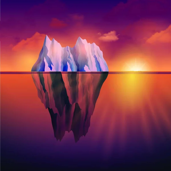 Iceberg Solnedgången Vektor Illustration — Stock vektor