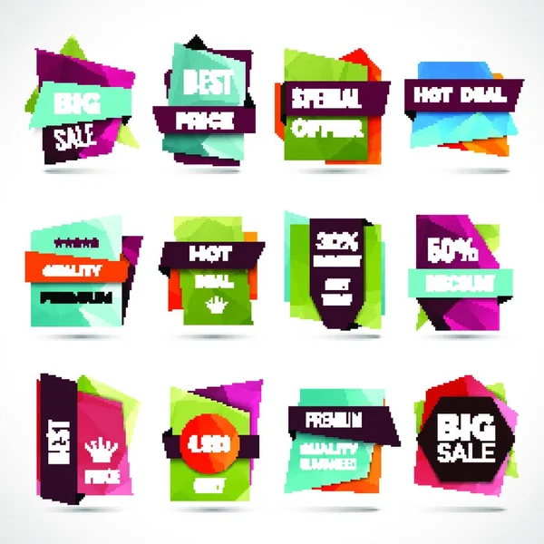 Origami Sale Labels Vector Illustration — Stock Vector