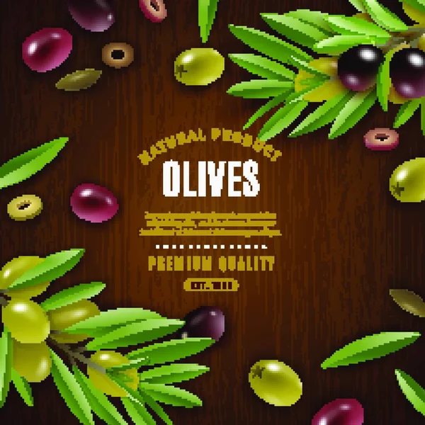 Olives Naturelles Illustration Vectorielle Fond — Image vectorielle