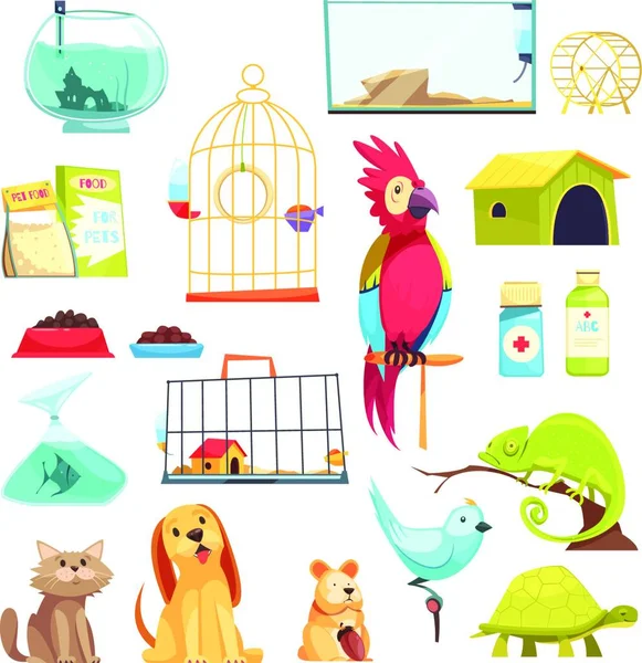 Pet Shop Set Ilustração Vetorial — Vetor de Stock